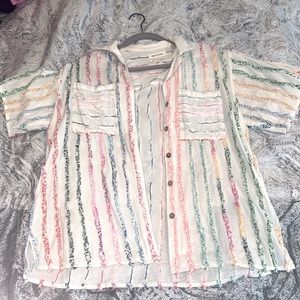 Rainbow Striped Button-Up